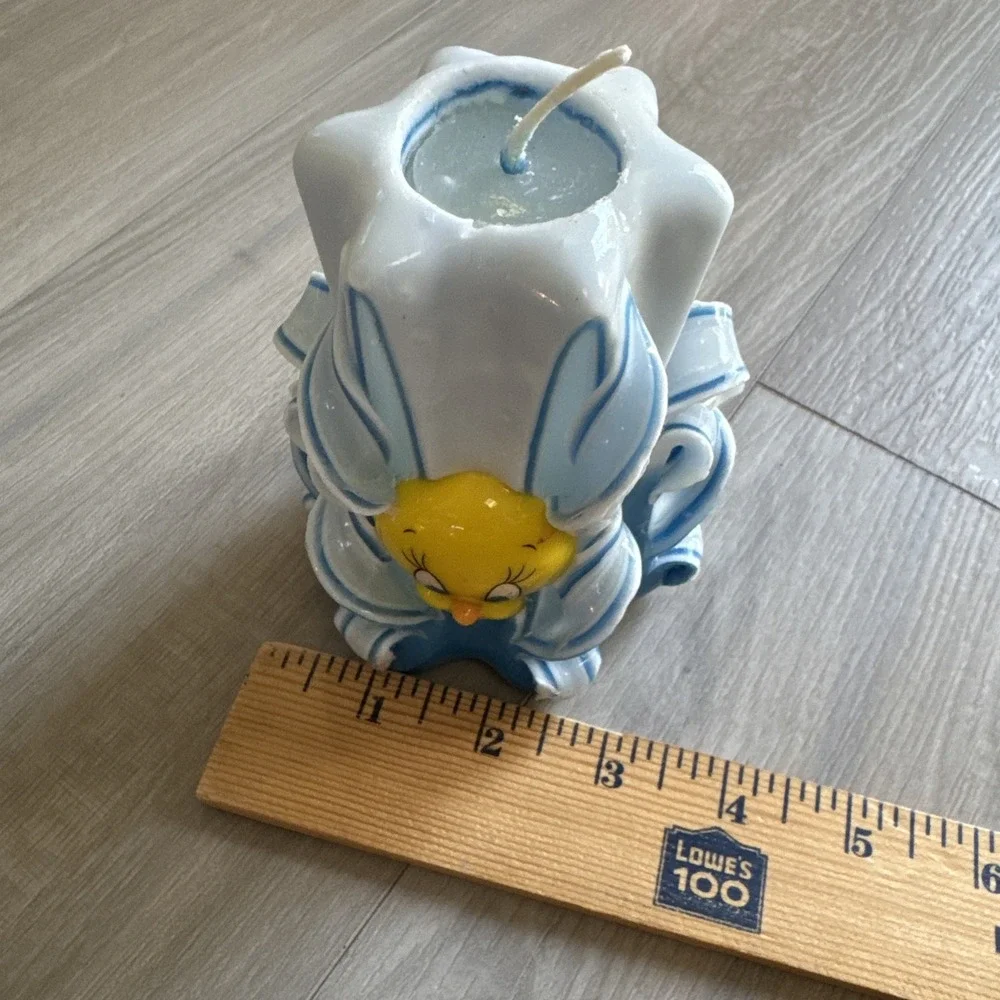 Vintage Looney Tunes Tweety Bird Ribbon Candle Blue Unused 4.5